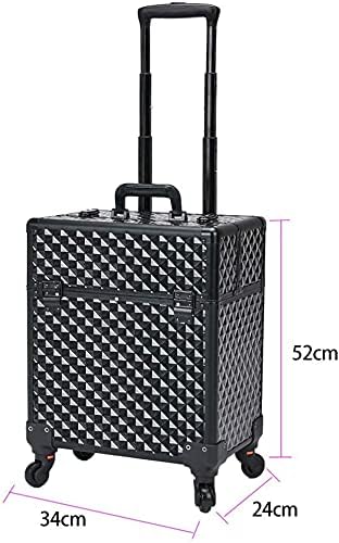 Image of Adson Professional Beauty Makeup Cosmetic Aluminium Vanity Trolley Train case (Diamond Cut with Black Corners)