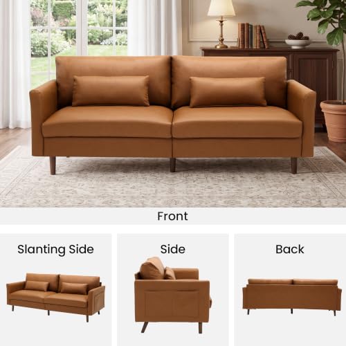 Image of Kingfun Faux Leather 3-Seater with Side Pocket,Dark Brown