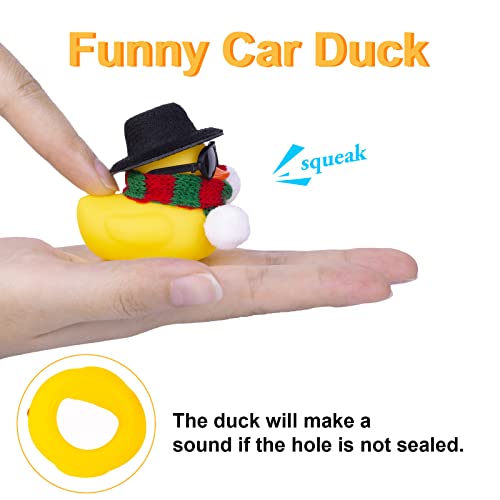 Image of Rubber Duck Car Ornaments 2Pack Winter Duck Car Dashboard Decorations for Christmas Decor and Home Decorations with Mini Hat Scarf and Sunglasses(B)