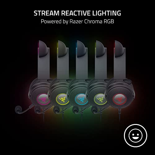 Image of Razer Kraken Kitty V2 Pro Wired RGB Headset: Interchangeable Ears (Kitty, Bear, Bunny) - Stream Reactive Lighting - Detachable HyperClear Cardioid Mic - 50mm Drivers - 7.1 Surround Sound - Black