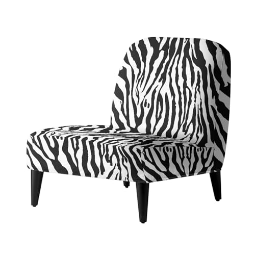 Armless Accent Chairs Covers Thick Zebra Print Armless Sofa Cover Stretchable Removable Slipper Chair Slipcover for Living Dining Room Hotel