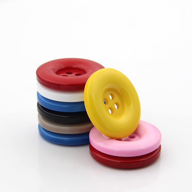 60 Botones de Colores de 15 a 38 mm, Botones Redondos de Resina, Botones de Bricolaje Hechos a Mano para niños, Multicolor, para Manualidades Infantiles, Camisas, suéteres y Prendas de Punto