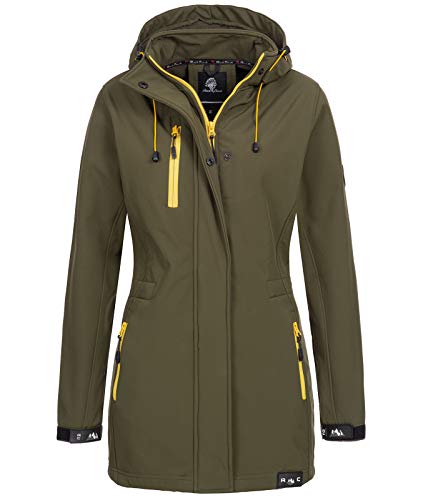 Rock Creek Damen Softshell Jacke Mantel Outdoor-Mantel Damenmantel Softshellmantel Winterjacke Wasserabweisend Kapuze Übergang D-423 Dunkelgrün XL