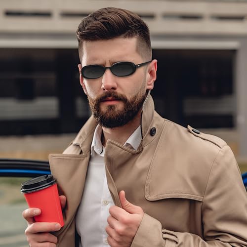 Retro Oval Sunglasses for Women and Men 90s Style with Small Face Narrow Round Shades3