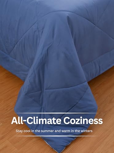 Image of Galaxy Home Decor Premium Microfibre Reversible Comforter | Ultra-Soft, Lightweight & All-Season Warm Quilt | Cozy AC Blanket for Single Bed 60 inch x 90 inch | 220 GSM, Sky & Powder Blue