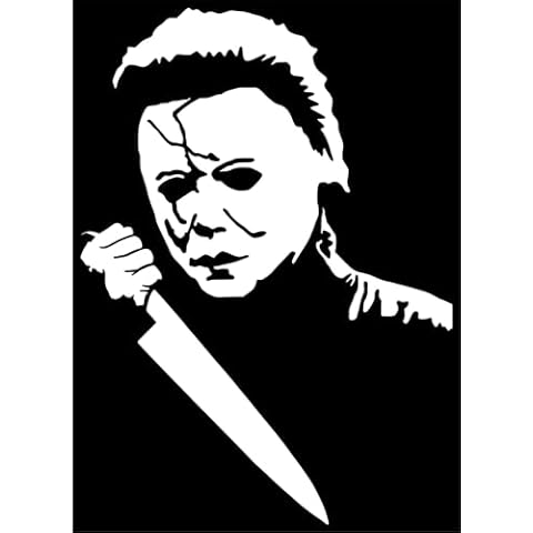 Astute Grace Michael Myers Halloween Creepy Horror Sticker for Car Window Laptop Skateboard Bumper Motorcycle 7.0 x 5.0 Inch White Cover
