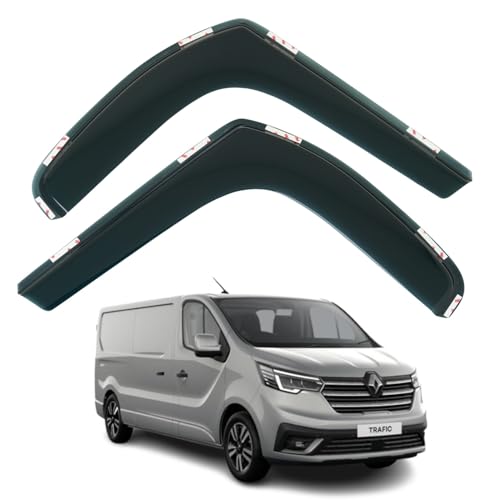 Lot de 2 déflecteurs de vent compatibles avec les modèles Renault Trafic 2014 à 2024, convient aux modèles Vauxhall Vivaro B 2014 à 2018, convient aux...