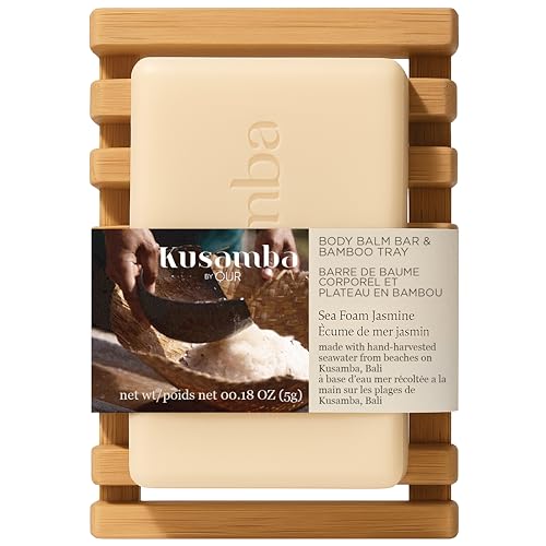 QUR SeaFoam Jasmine Body Balm 100g with Bamboo Tray for Bathroom Luxurious