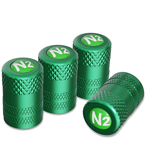 Image of CKAuto Tire Valve Stem Caps, Anodized Aluminum Tire Valve Cap Set | Corrosion Resistant, Universal Stem Covers for Cars Trucks Motorcycles SUVs and Bikes (Green-N2)