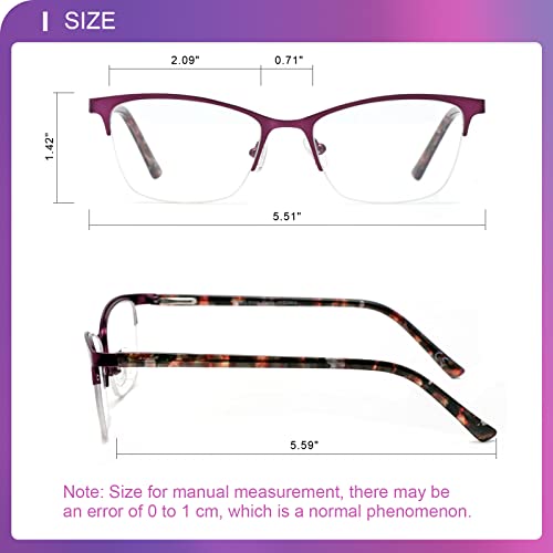 Missfive Premium Cateye Reading Glasses For Women Blue Light Blocking With A Hard Case, Metal Spring Hinge Computer Readers Ladies Stylish Eyeglasses, 3.0X #TOP3