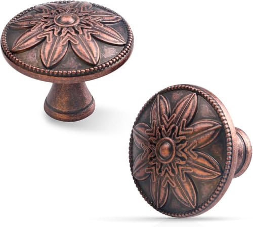 Image of Antique Copper Cabinet Knobs 15 Pack Vintage Drawer Knobs,1.4 inch Round Cpper Kitchen Cabinet Hardware Knobs Drawer Pulls Handles for Kitchen Cabinets Rustic Farmhouse Dresser Knobs