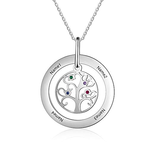 Tian Zhi Jiao Personalized Family Tree of Life Mothers Necklace with 2-8 Simulated