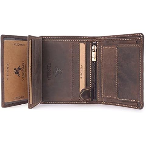 VISCONTI - Mens Wallet - Hunter Leather - Organiser - Gift Boxed - 708 - Spear - Oil Brown-RFID Cover