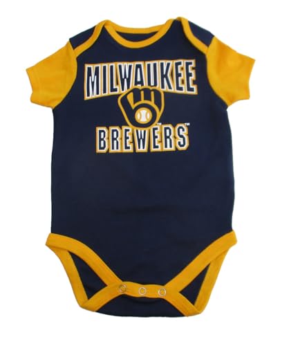 VF Milwaukee Brewers Team Logo Infant Creeper Bodysuit - Team Colors (Navy, 3-6 Months, Milwaukee Brewers)