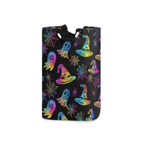 Jihqo Laundry Hamper Basket Halloween Witch Hats Colorful Collapsible Nursery Storage Bin Waterproof Clothing Baskets for Home Bedroom Bathroom Washing Room