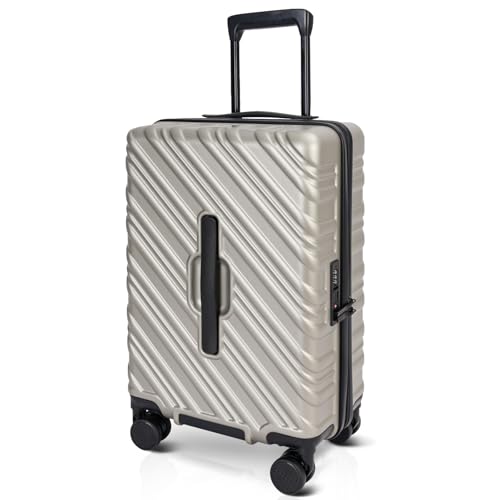 Image of 20 Inch Expandable Carry On Luggage 22x14x9 Airline Approved, Gold | Spinner Wheels, 100% PC Hard Shell,TSA Lock, Smooth Rolling Wheels, Lightweight, Travel for Men and Women