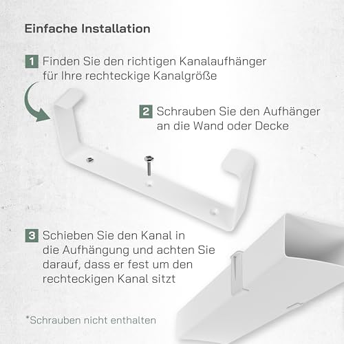Vent Systems 4 sztuki 220 x 90 mm uchwyt ścienny z tworzywa sztucznego do prostokątnych kanałów wentylacyjnych – wstępnie nawiercone otwory – płaski uchwyt na kanał wentylacyjny – ogrzewanie,