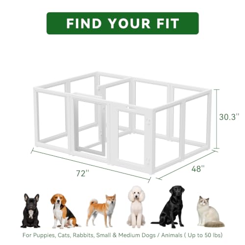 Image of EVERFRONT Clear Acrylic Dog Playpen - Clear Dog Play Pen - Easy Assemble Acrylic Dog Playpen - Puppy Playpen, Cat Playpen, Small Animal Playpen, Dog Play Pen Indoors(30 inch, 12-Pack 2-Room)