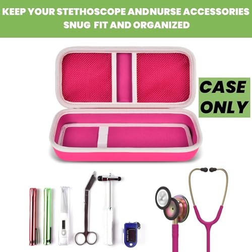 Image of Stethoscope Case for 3M Littmann Classic III Monitoring /Lightweight II S.E /Cardiology IV Diagnostic /for MDF Acoustica Stethoscopes, Holder for Nurse Doctor Essentials & Medical Accessories, Rose Red