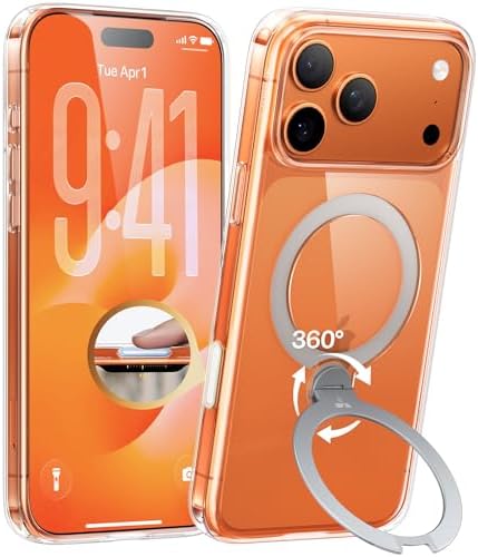 （04:00時点） TORRAS iPhone 17 Pro Max 用 ケース【多機能一体・360°新定点回転スタンド】 Magsafe対応 カメラコントロールボタン 高耐久性 耐衝撃 ゼンマイ式スタンド リング 縦横両対応 マグネット搭載 急速充電対応 指紋防止「Ostand Q3 Spin」クリア