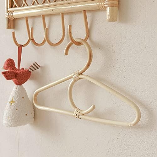 5PCS Rattan Hangers for Clothes Nordic Style Kids Garments Organizer Rack Children Hanger Kids Room Decor Wardrobe Hangers