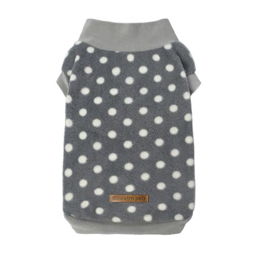 Fitwarm Fleece Polka Dot Dog Sweater, Cozy Dog Winter Clothes for Small Dogs Boy Girl, Dog Cold Weather Fleece Sweater, Doggy Pullover Jacket, Pet Outfit, Light Grey, Dark Grey, White, XXL