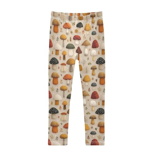 Girls Leggings Cute Mushrooms Leaves Soft Toddler Leggings for Girls Kids Pants Size 4T-10T
