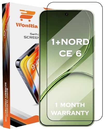 Image of WonRia Pack 1 - Tempered Glass for OnePlus Nord CE 6 5G [1 Month Warranty] Edges to Edge 9H Hardness Screen Glass Protector with Easy Installation kit