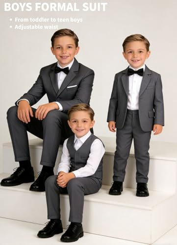 Image of Boys Suit for Kids Formal Slim Fit Tuxedo Suits Ring Bearer Outfit
