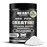 Beast Creatine Monohydrate Powder 100 Servings (500g) Easy Dissolve 100% Pure Micronised Creatine Powder for Strength and Muscles - Unflavoured