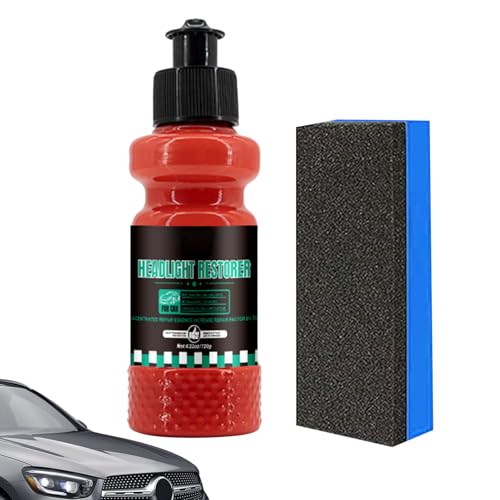 ヘッドライト レンズ 復元剤,120グラム スポンジ付き - ヘッドライト研磨コーティング - ランプ 外装 トラック オートバイ 自動車 テールライト ガレージ 明るさ 用