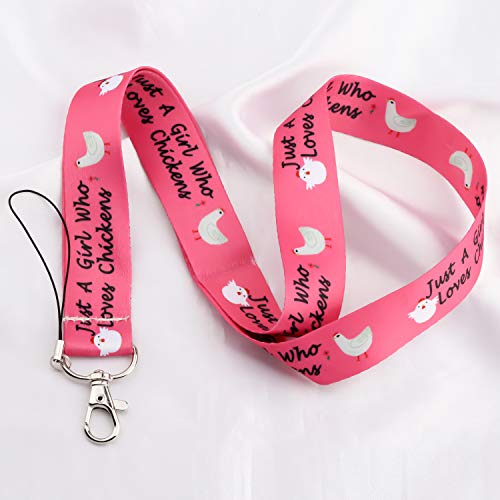 BEKECH Chicken Lovers Gift Just A Girl Who Loves Chicken Cute Chicken Pattern Lanyard ID Card Holder Keychain Clip Gift3