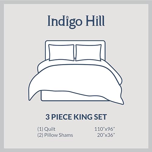 Image of Paseo Road Indigo Hill by HiEnd Accents Mosaic 3 Piece King Quilt Set