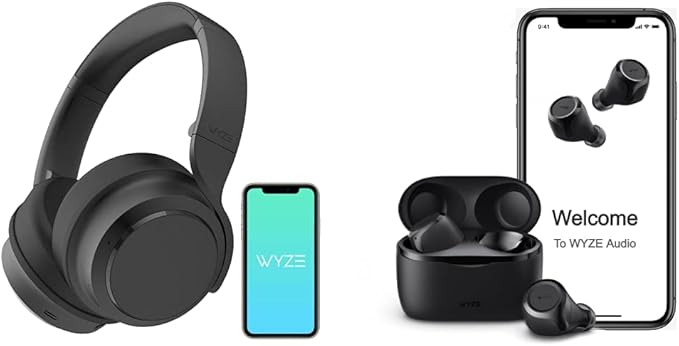 wyze bluetooth 5 0 headphones black wireless earbuds 5 0 bluetooth headphones with ipx5 sweat resistance 30 db noise reduction4 voice isolating m