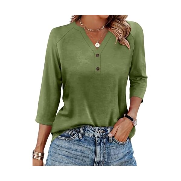 Blouses for Women Women's Clothing 3/4 Length Sleeve Womens Tops T Shirts Going Out Outfits 3/4 Sleeve Tops