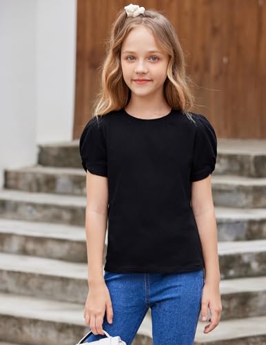 Image of Arshiner Girls T Shirts Twist Short Sleeve Summer Shirts Fashion Crewneck Tops Tee Blouse