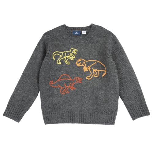 Pull ras du cou Chicco en maille premium pour enfant de 7 ans gris à motif dinosaure