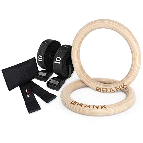 BRANK SPORTS Par de Anillas Gimnasia Madera de Abedul. Anillas para Crossfit con Anclaje para Puerta. 30 mm de diámetro para Adaptarse Tanto a Las Mujeres como a los Hombres