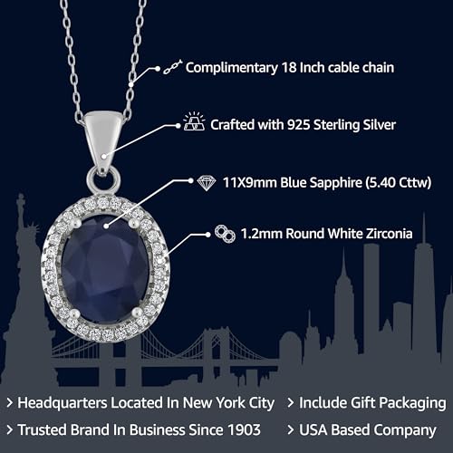 Gem Stone King 3-5 Cttw Gemstone Birthstone Halo Pendant Necklace For Women | 925 Sterling Silver | 11X9MM Oval | With 18 Inch Silver Chain | Fine Jewelry Gifts for Her Mom Women Wife2
