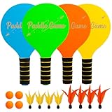 INPODAK Beach Ball Game Set, Beach Ball Racket Set pour Enfants, 4 Raquettes, 8...