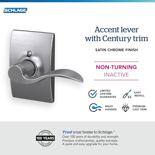 Image of SCHLAGE RH Accent Lever Century Rose Half Dummy