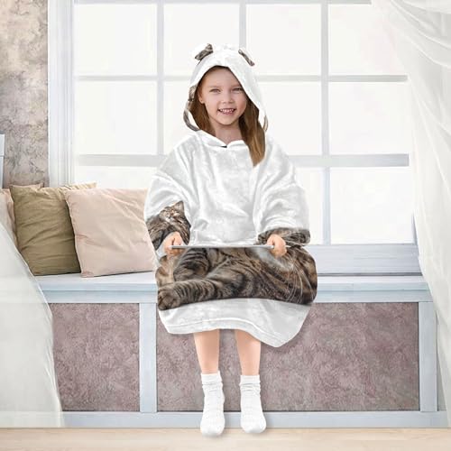 Dachshund Cat Print Meadow Wearable Blanket Kids Teens Girls Sweater 3D Animal Boys Hoodie Oversized Sweatshirt 6