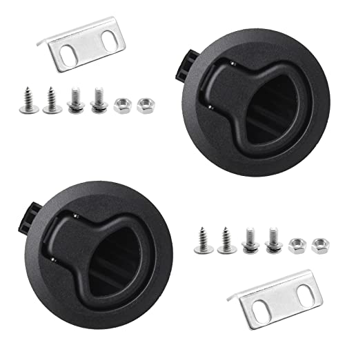 Kyuionty 2 Flush Pull Slam Latch Plastic Round Boat Latches Hatch Latch Lock for Boat Deck Door Cabinet (2 Pack Black)