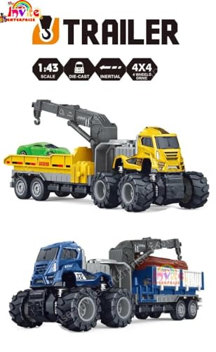 Image of 1:43 Metal Toys Alloy Diecast Truck Set Toy, Diecast Miniature Car Model (1:43 Car & Wooden Transport Truck)