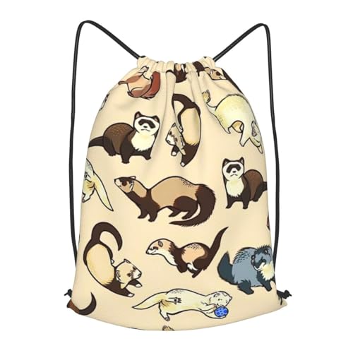 TTIGLHOH Hairy Ferret - Mochila con cordón ajustable de poliéster para gimnasio, viajes, Negro, S