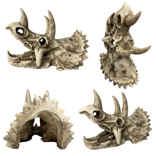 Image of kathson Large Resin Dinosaur Triceratops Skull Decor Aquarium Decoration Reptiles Hideout Fish Tank Ornament Home Landscape Decor