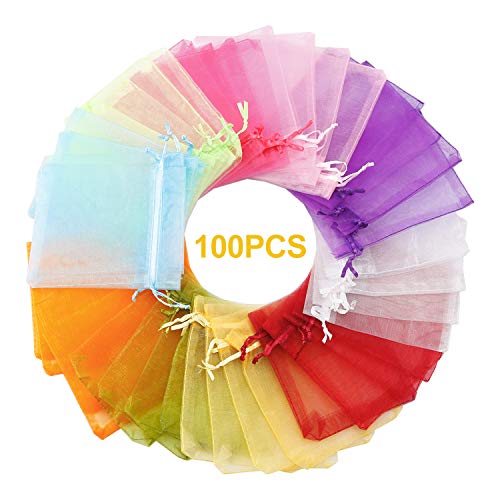 Wentao 100Pcs Organza Gift Bags, 4X4.72 Mixed Color Wedding Favor Bags With Drawstring, Premium Candy Jewelry Pouch Party Wrap thumb #1