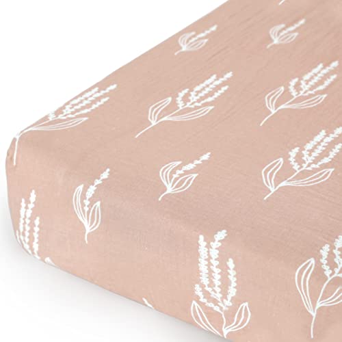 Image of GRSSDER Soft Muslin Crib Sheet 1 Pack, 100% Cotton Crib Sheets for Boys and Girls, Fit Standard Crib Mattresses 52" x 28"Safe and Snug, Stylish Cute Wheat Print