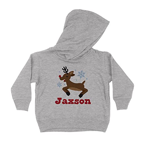 Reindeer Jaxson Christmas Kids Hoodie Sweatshirt Toddler 5T Heather Grey