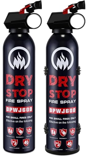 Dry Stop Fire Extinguisher Spray - 2 Packs Portable Fire Extinguisher with Mount for Boat Vehicle Home Car Garage Kitchen, 600g Dry Powder Fire Extinguishers for Electrical Grease Battery Fires & More